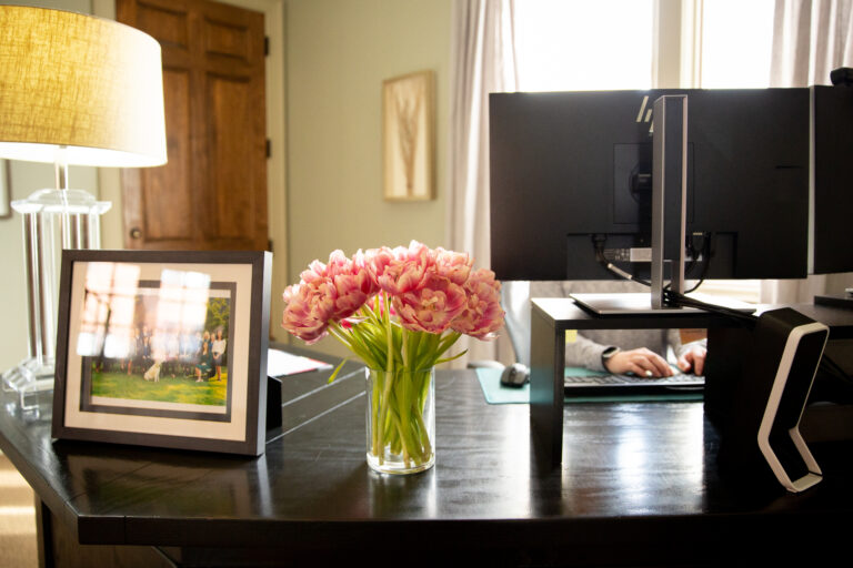 Flowers at front desk at Benchmark Wealth Management