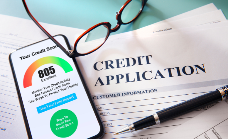 Credit score and credit application stock image